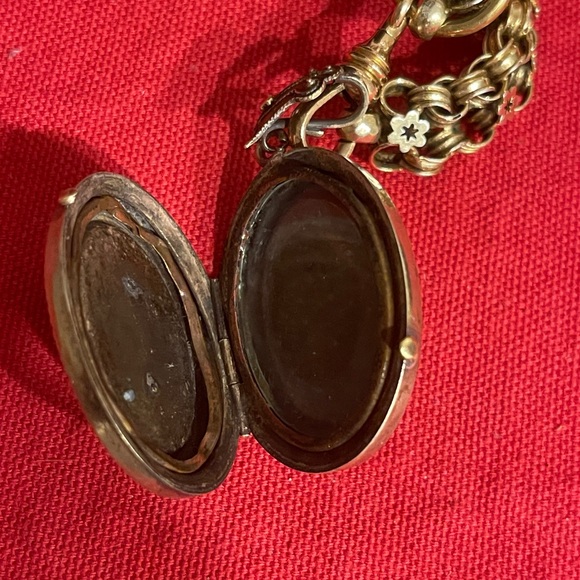 Antique Victorian C1880 Goldfilled /Silver Book Chain-silver 10k Gold Locket - Picture 9 of 15